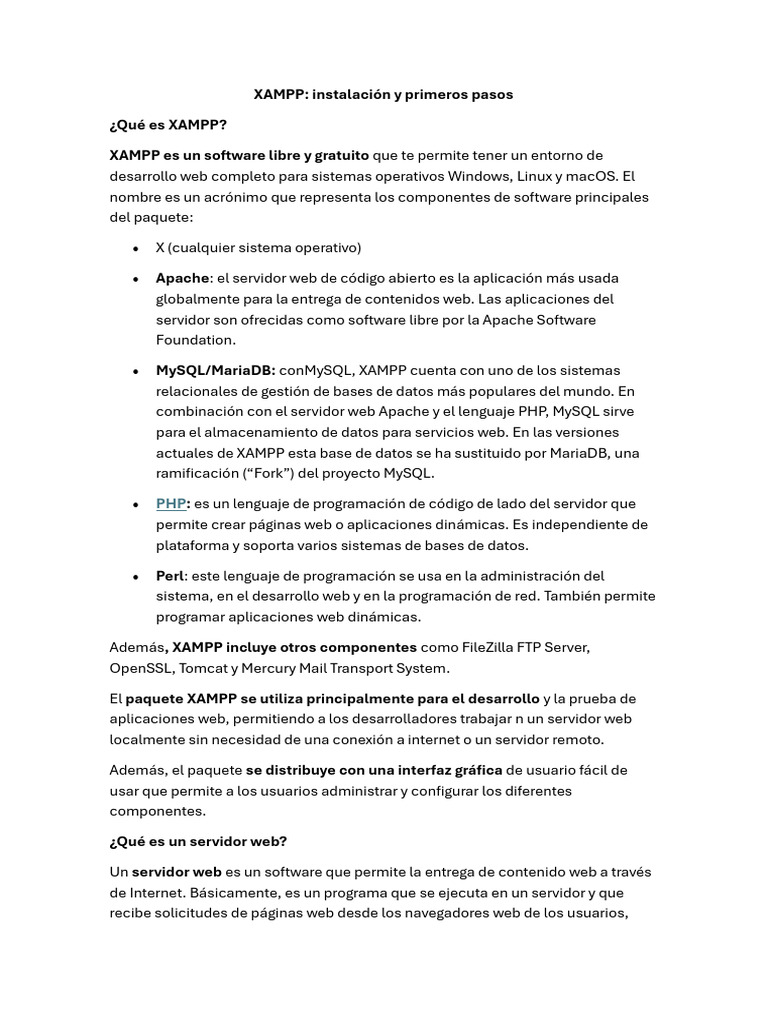 Guía de instalación de XAMPP paso a paso | PDF | Mi sql | Red mundial