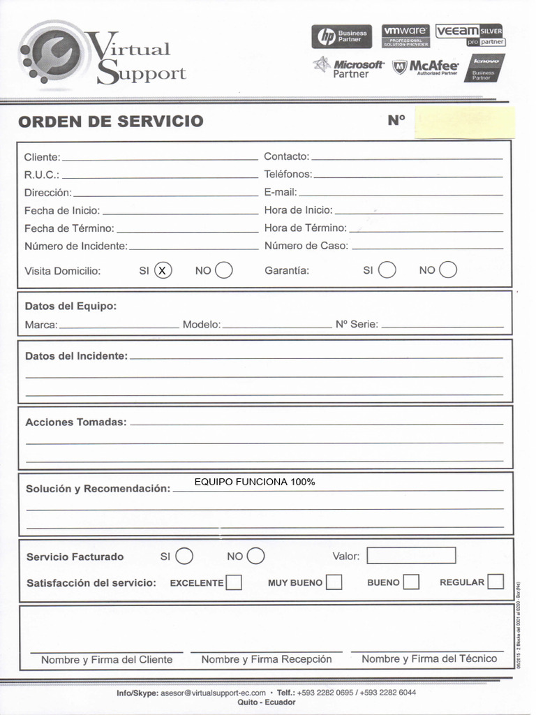 Orden de Servicio Centinela | PDF | Industrias de servicio