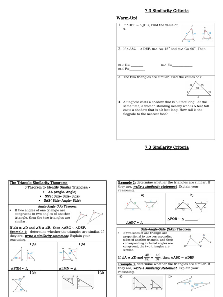 Triangle Similarity Theorems Explained | PDF | Triangle | Mathematics