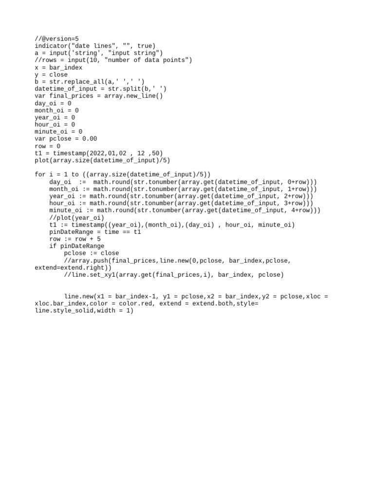 Date Lines Indicator Script in Pine Script | PDF