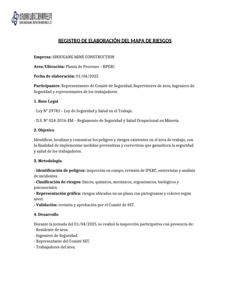 Mapa de Riesgos en Planta HPGR 2025 | PDF | Seguridad y salud ...