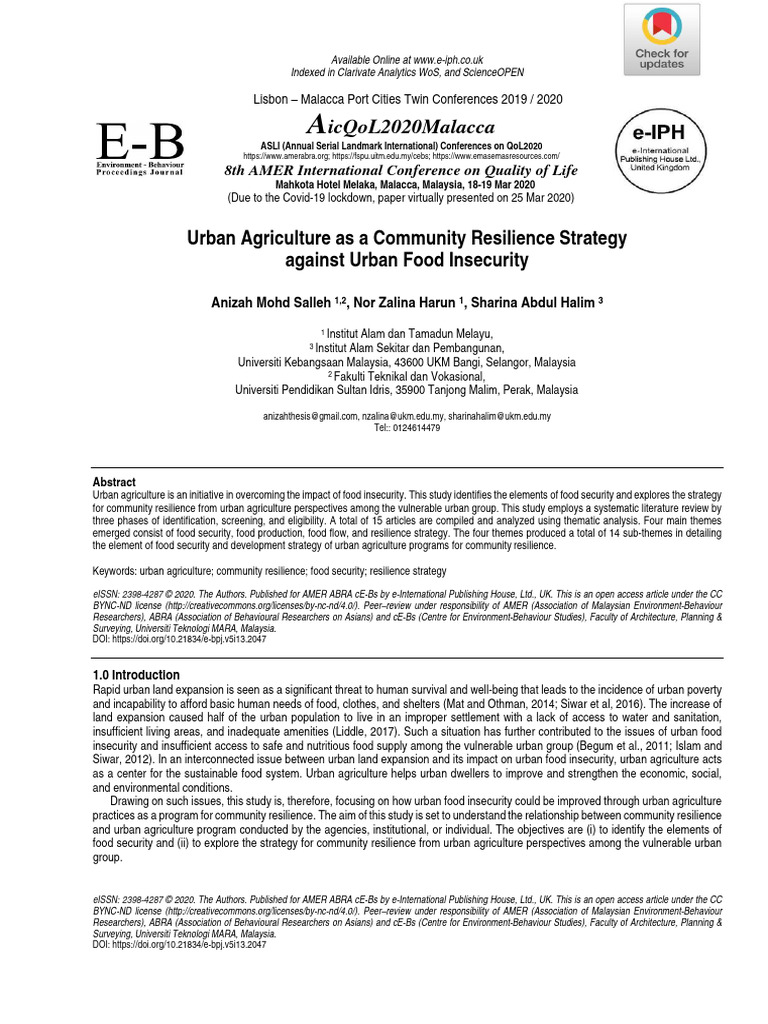 Urban Agriculture As A Community Resilie | PDF | Psychological ...