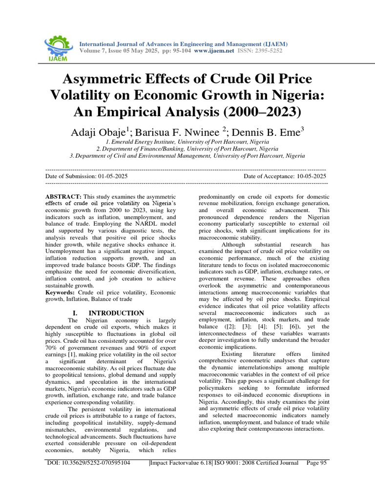 Crude Oil Price Impact on Nigeria's Growth | PDF | Macroeconomics ...