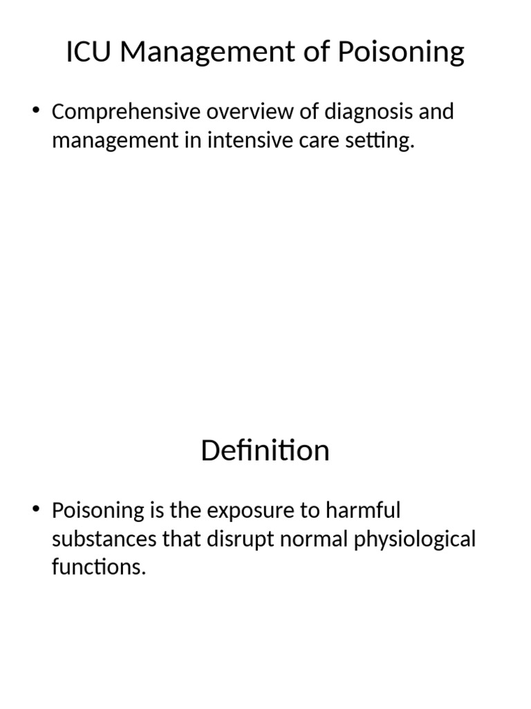 ICU Poisoning Management Guide | PDF | Medical Specialties | Clinical ...