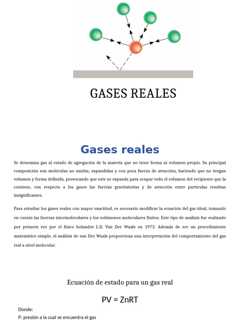Comportamiento de Gases Reales y Z | PDF | Gases | Mecánica estadística