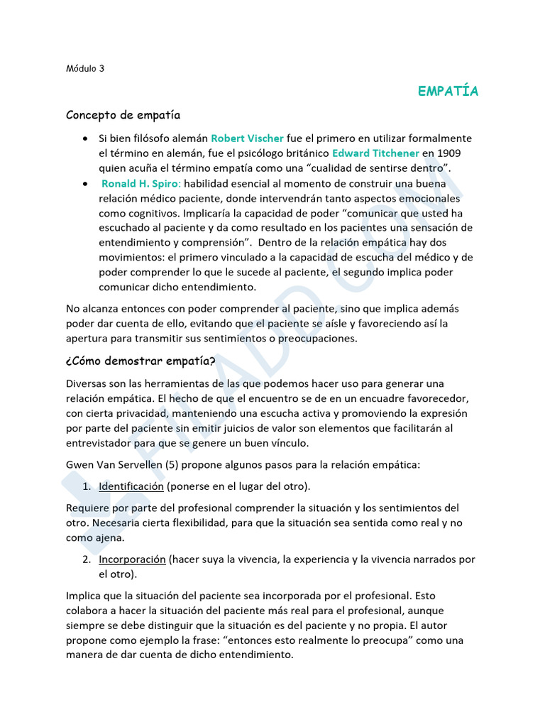 Claves para Fomentar la Empatía Médica | PDF | Las emociones | Empatía