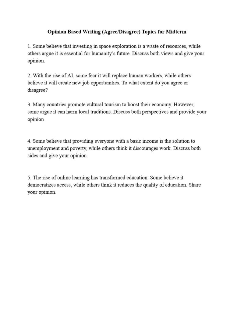 Opinion Based Writing, Fall 25 | PDF