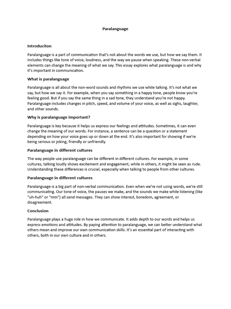 Paralanguage | PDF