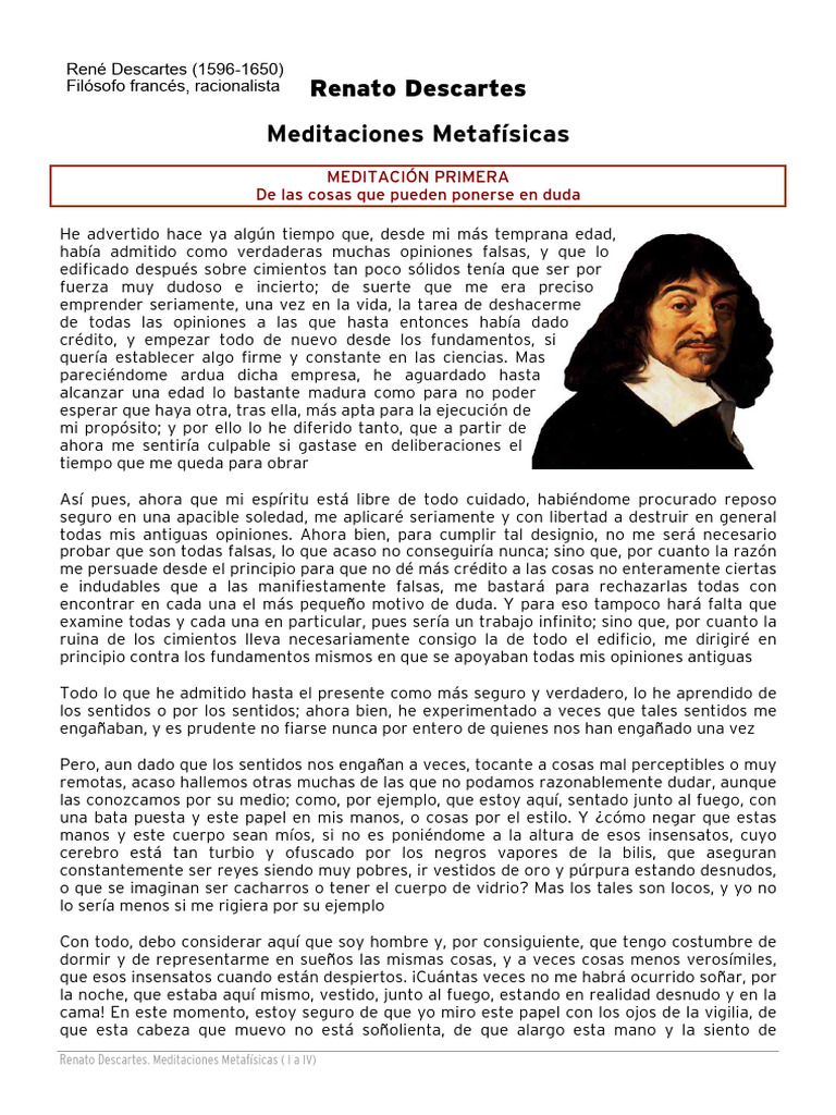 Dudas y certezas en Descartes | PDF | René Descartes | Verdad