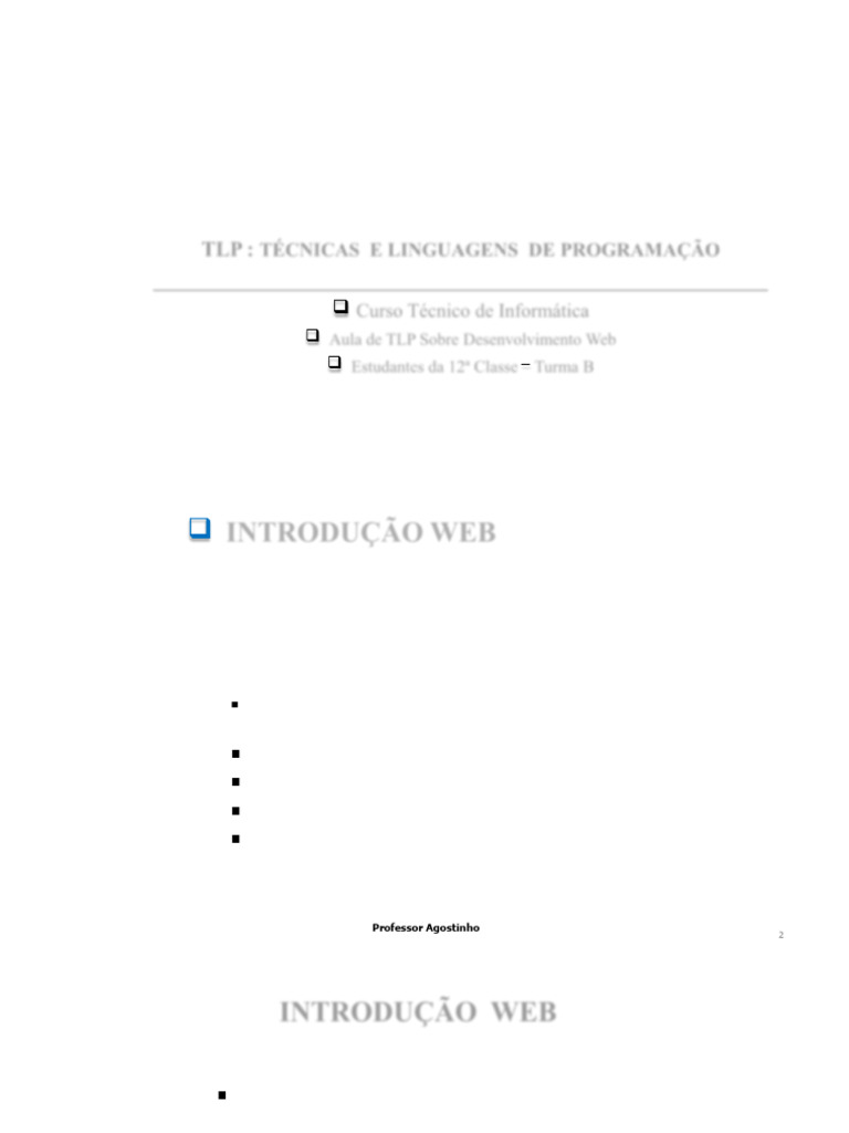 Introdução ao Desenvolvimento Web | PDF | Html | Rede mundial de ...