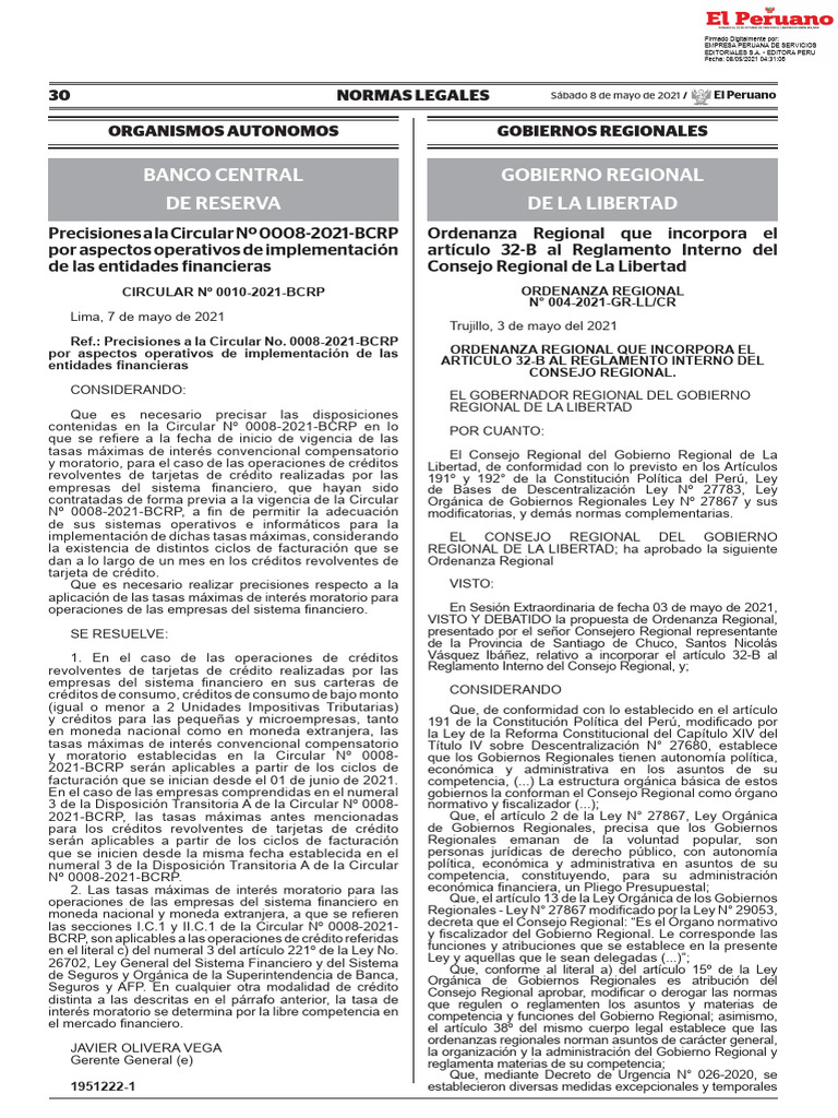 Circular N 0010-2021 | PDF | Perú | Gobierno