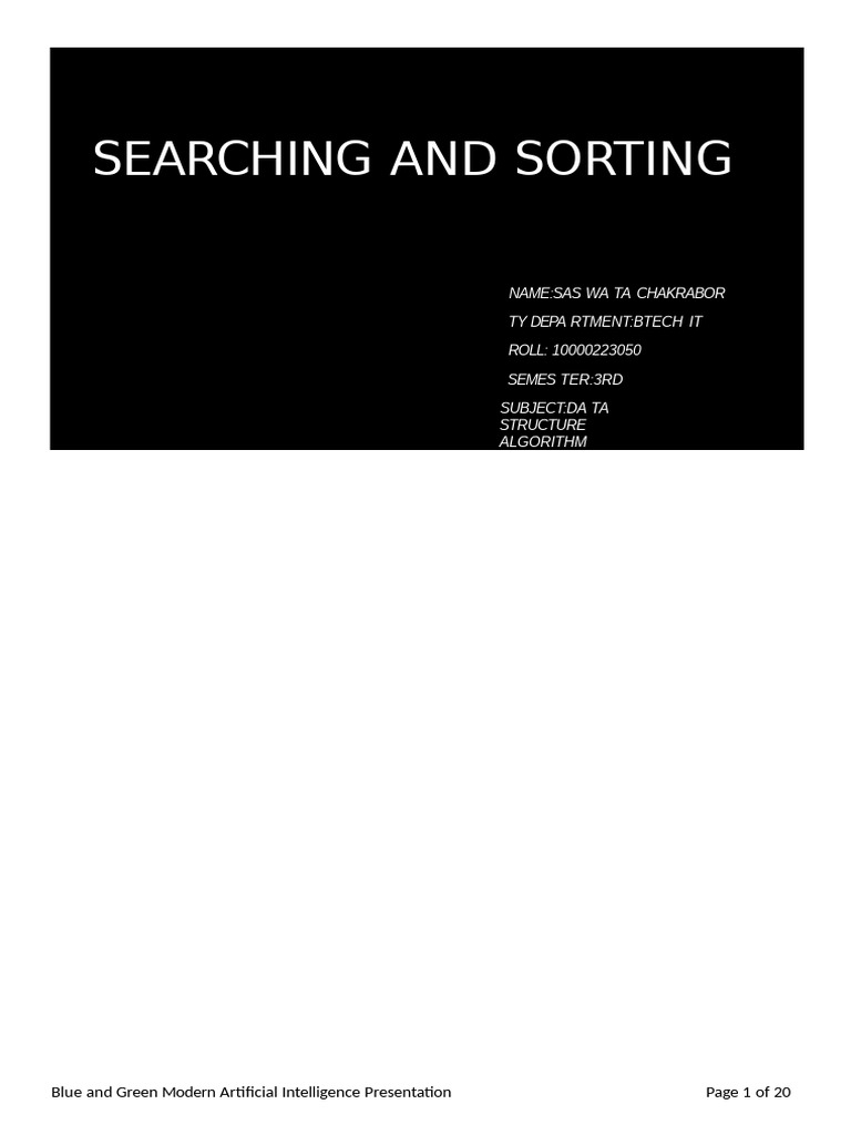 Search and Sort Algorithms Overview | PDF | Algorithms And Data ...