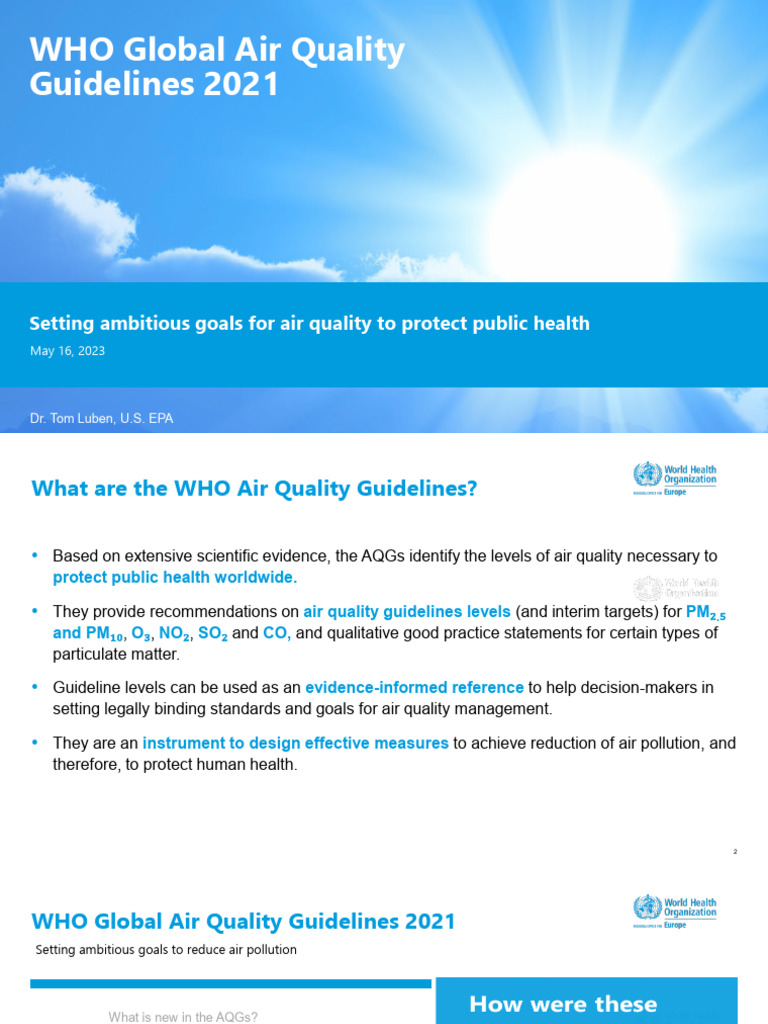 WHO Air Quality Guidelines Overview | PDF | Air Pollution | Systematic ...