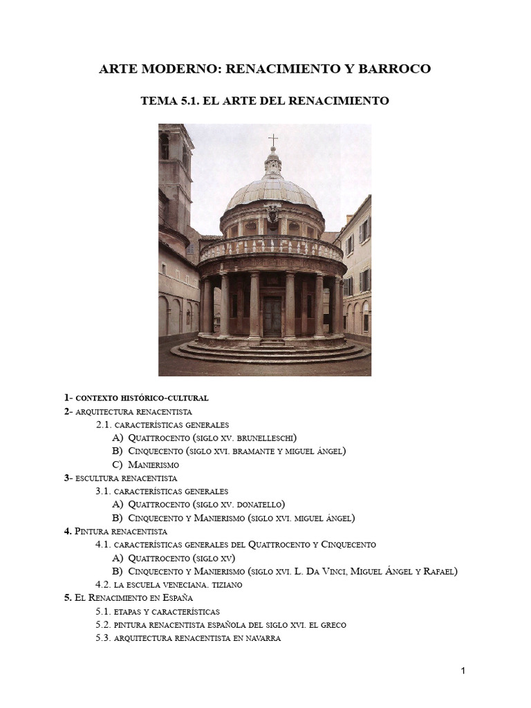 Tema 5. Arte Del Renacimiento | PDF | Renacimiento | Miguel Ángel