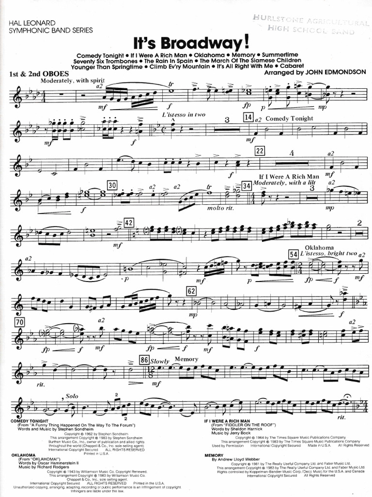 Broadway Hits for Symphonic Band | PDF | Musical Theatre Awards | Tony ...