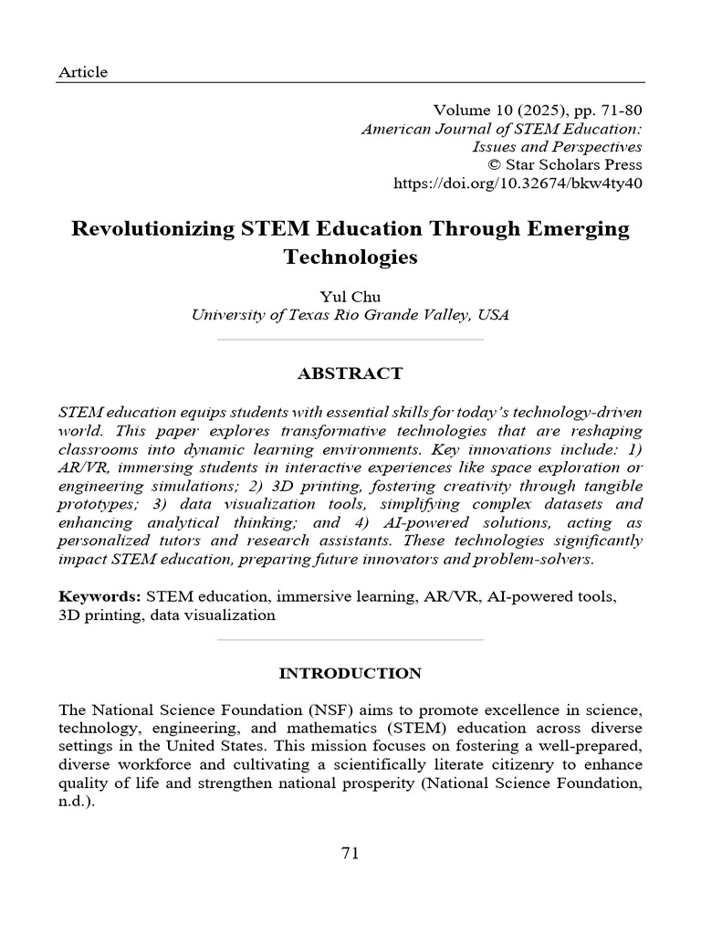 Transforming STEM Education with Tech | PDF | Augmented Reality ...