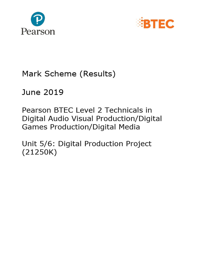 BTEC Level 2 Digital Production Mark Scheme | PDF | Cognition | Human ...