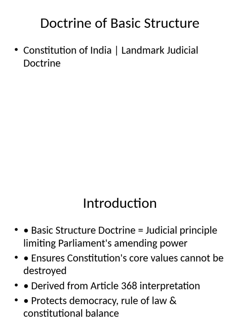 Basic Structure Doctrine of Indian Constitution | PDF