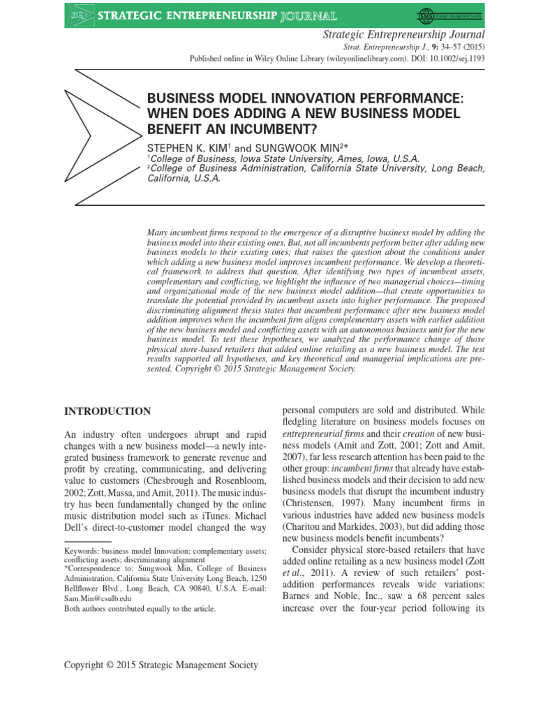 Business Model Innovation for Incumbents | PDF | Business Model ...
