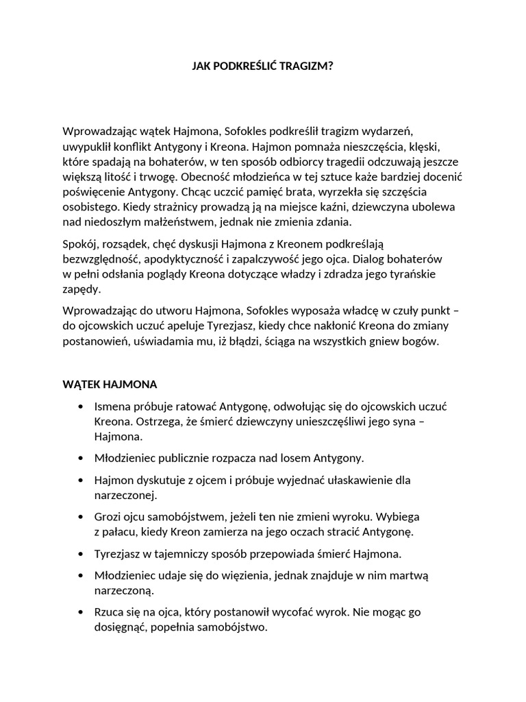 Król Edyp Elementy Świata Przedstawionego PDF | PDF