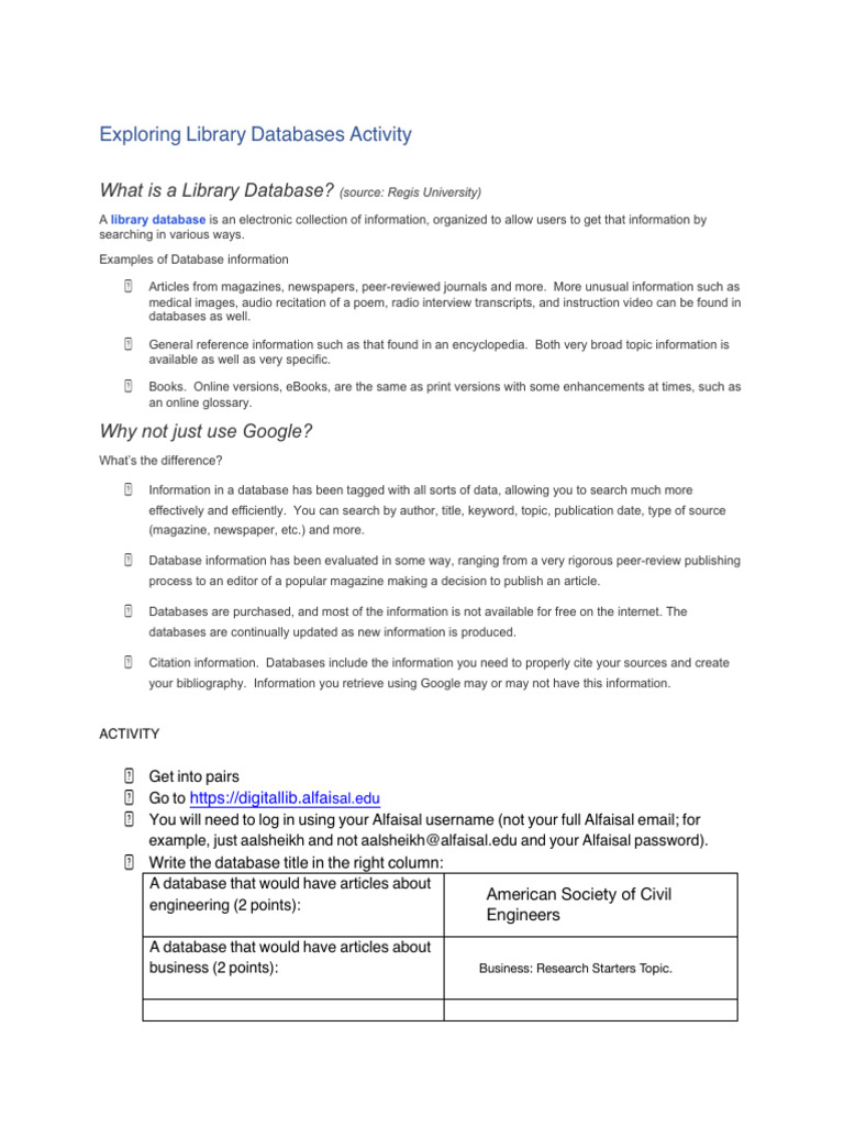 Library Database Exploration Guide | PDF