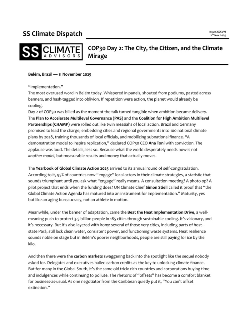 COP30 Day 2: Governance and Climate Action | PDF | Climate Change ...