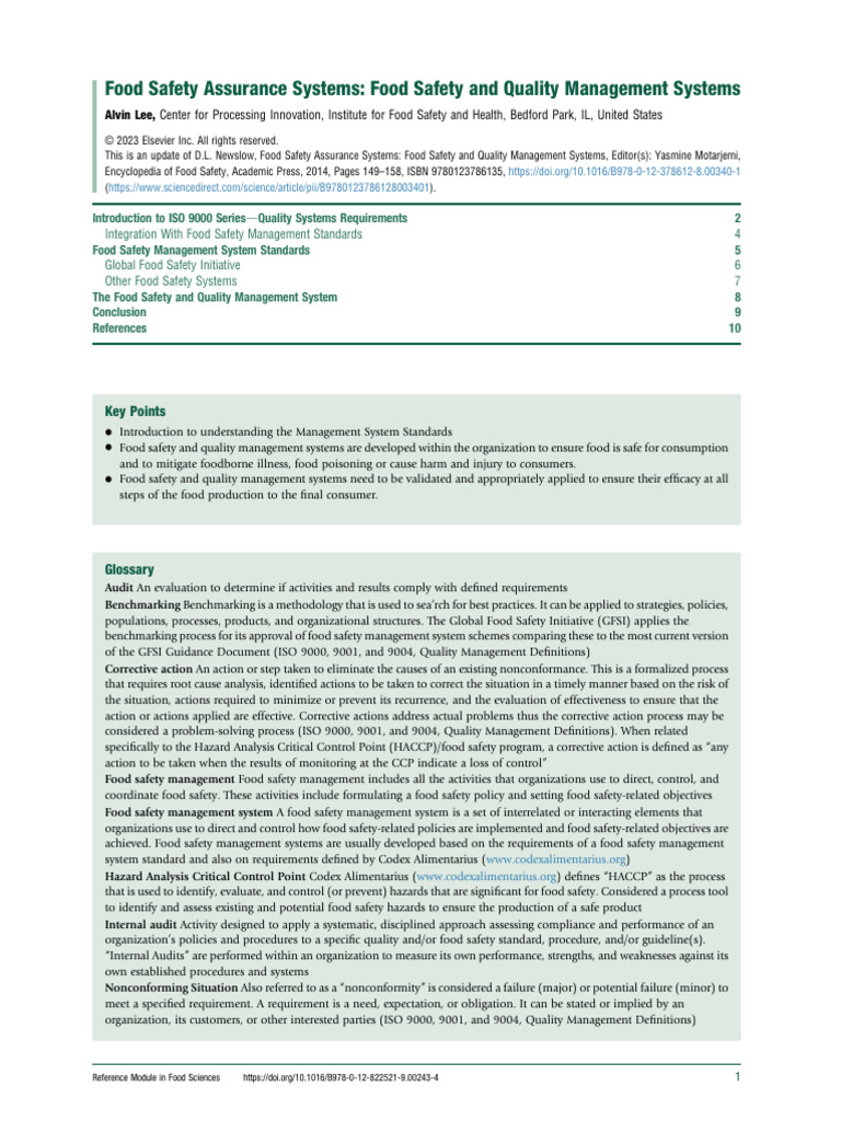 Food Safety Management Systems Overview | PDF | Food Safety | Quality ...