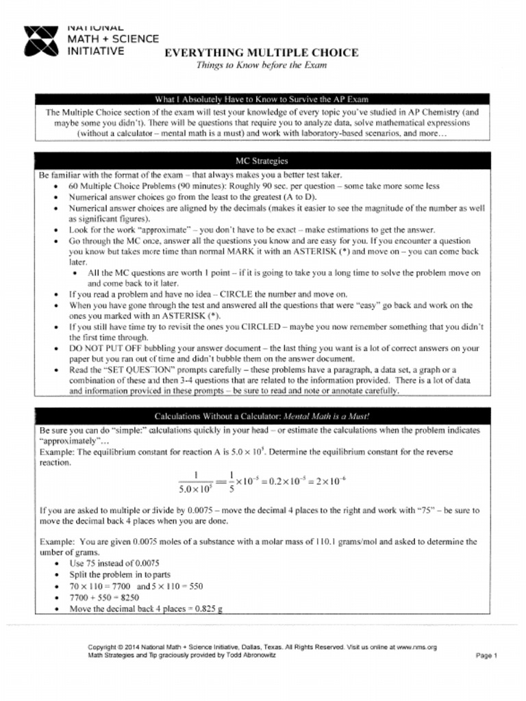 Multiple Choice Review Packet | PDF