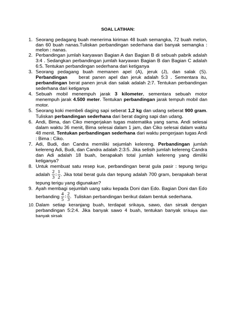 SOAL LATIHAN Rasio | PDF
