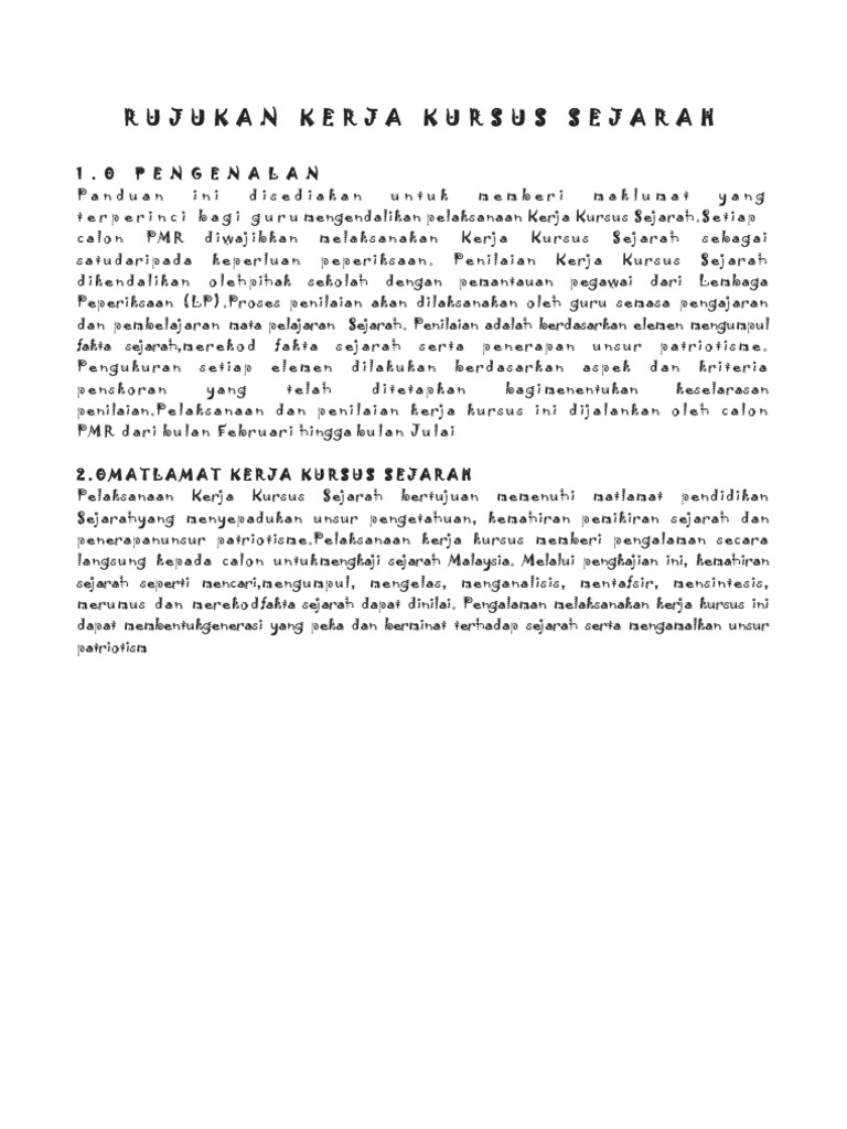Rujukan Kerja Kursus Sejarah Pdf