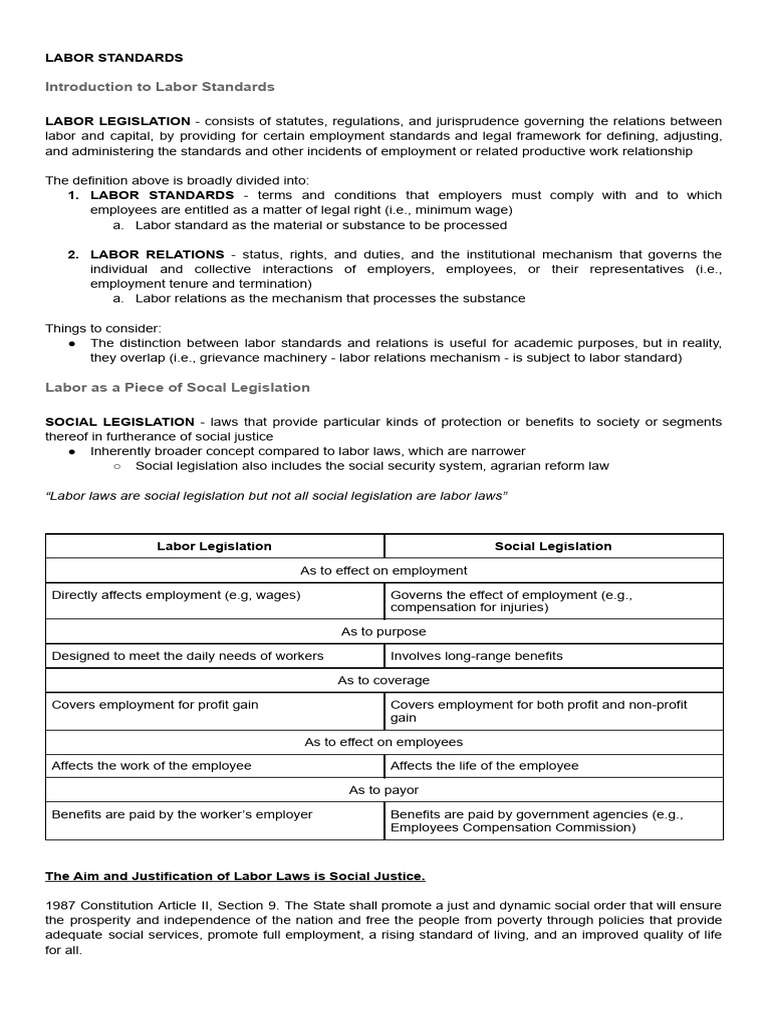 Understanding Labor Standards and Laws | PDF | Employment | Labour Law