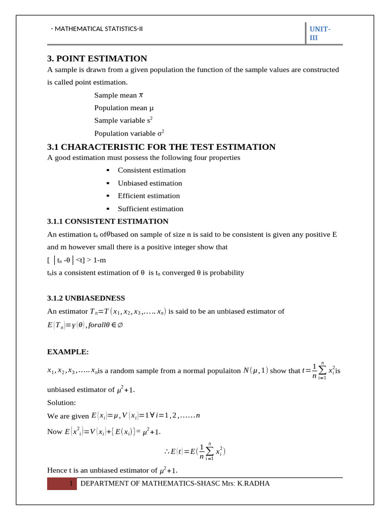 II MAT TCF(1) | PDF | Estimator | Bias Of An Estimator
