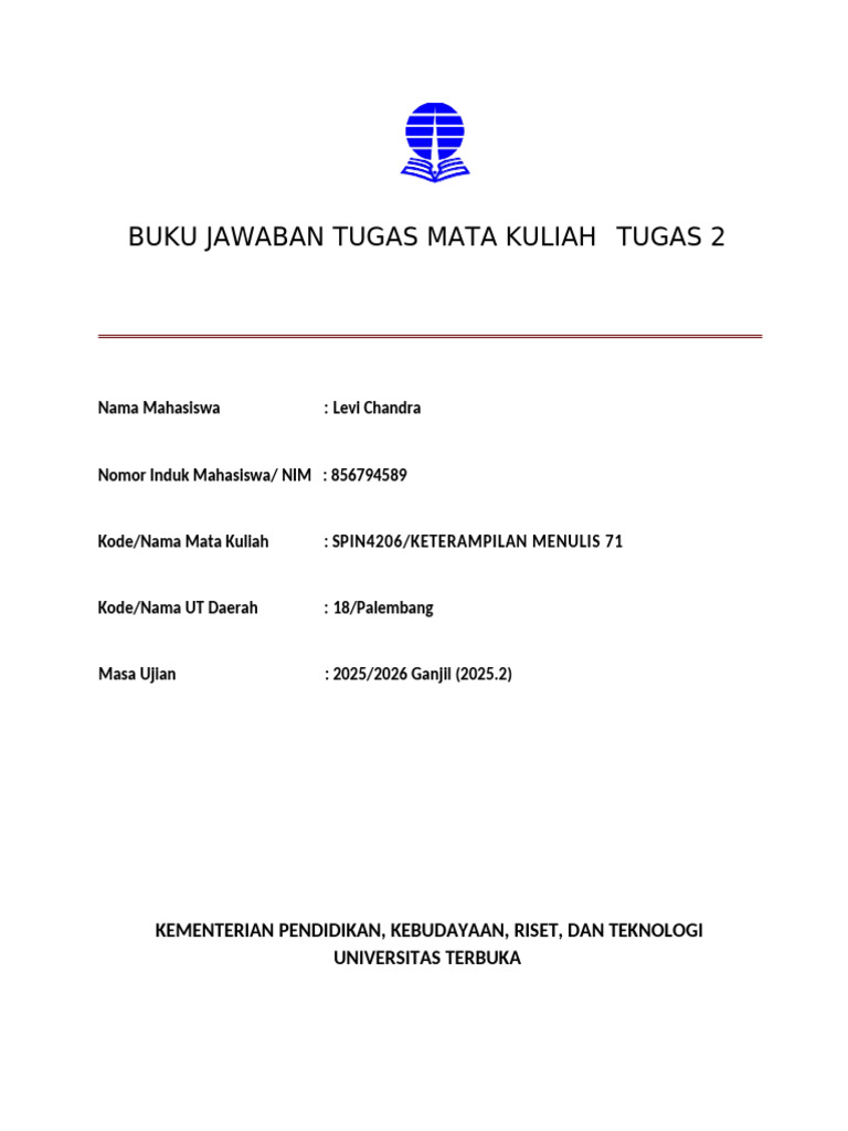 Tugas 2 - Keterampilan Menulis 71 - Levi Chandra - 856794589 | PDF