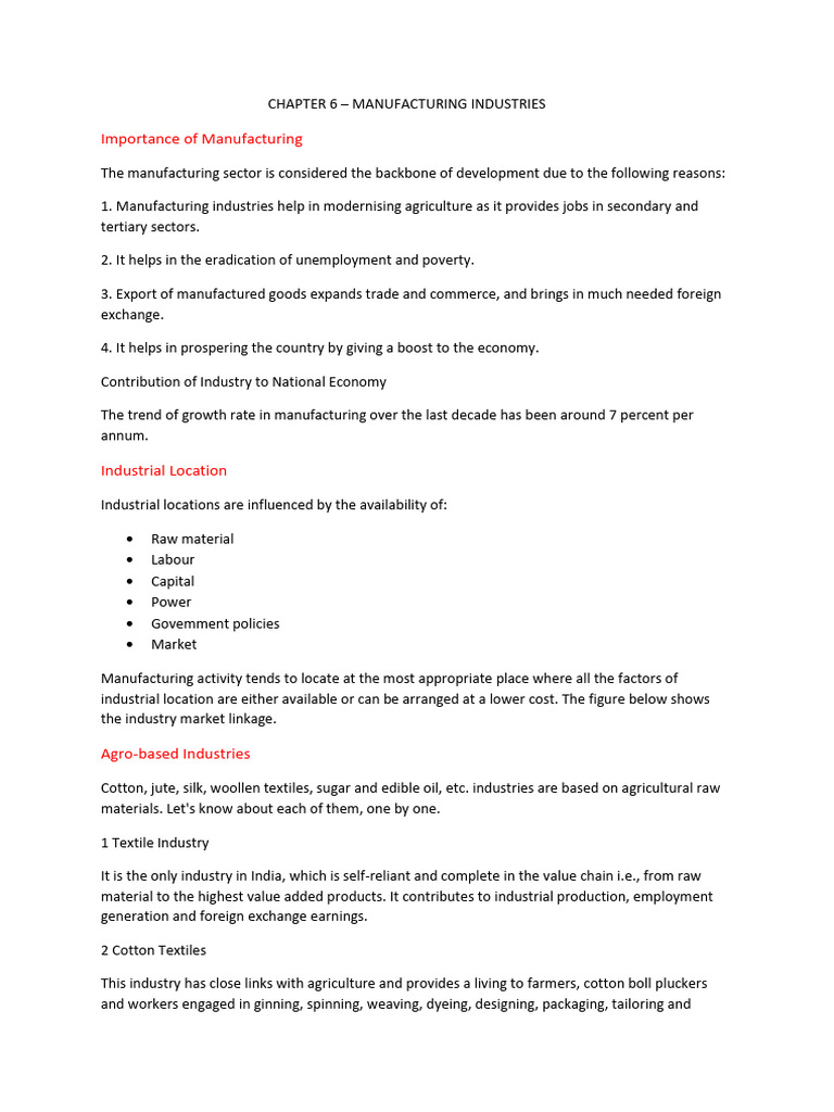 Importance of Manufacturing Industries | PDF | Fertilizer | Pollution