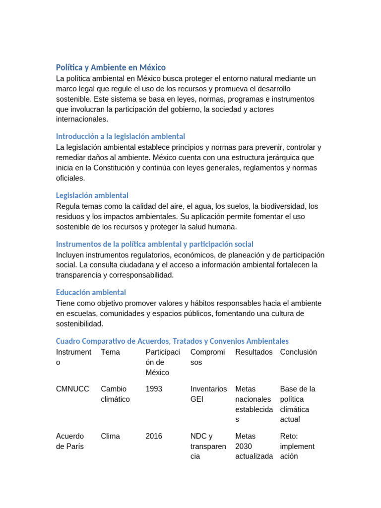 Política Ambiental y Sostenibilidad en México | PDF | Sustentabilidad ...