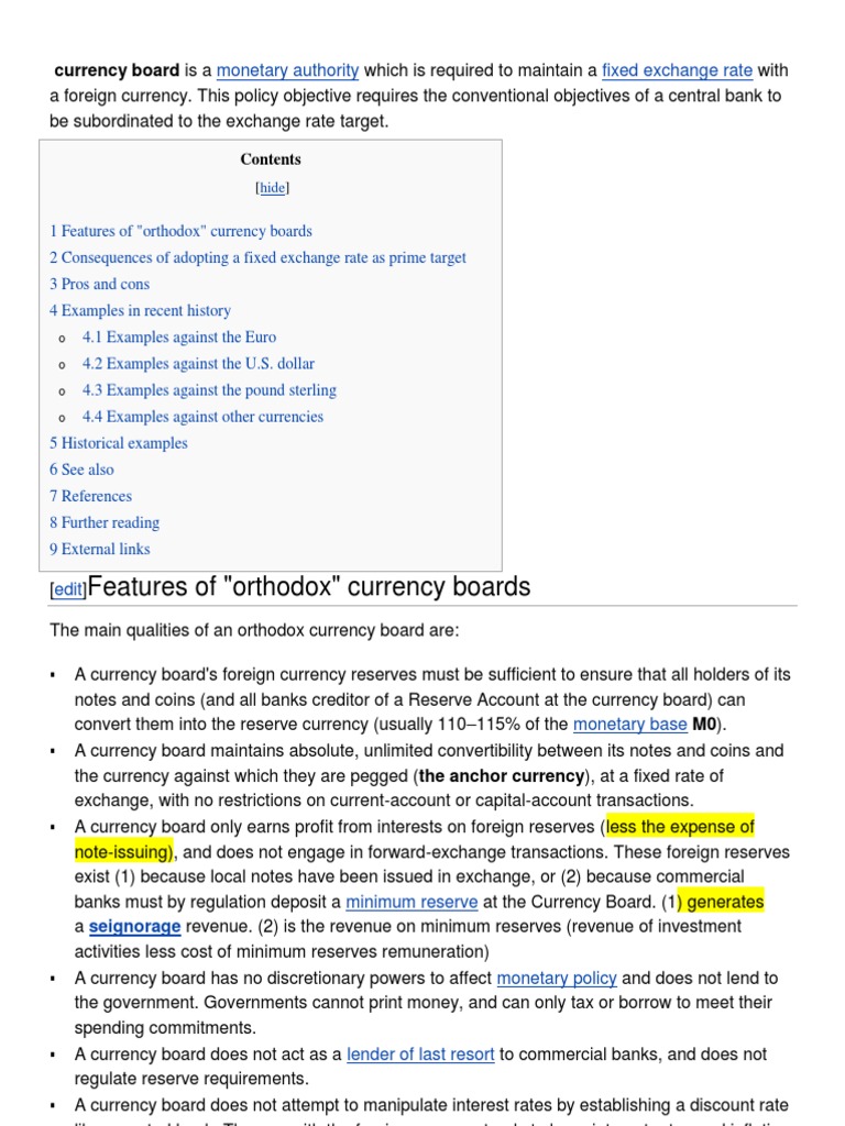 Understanding Currency Boards Explained | PDF | Fixed Exchange Rate ...