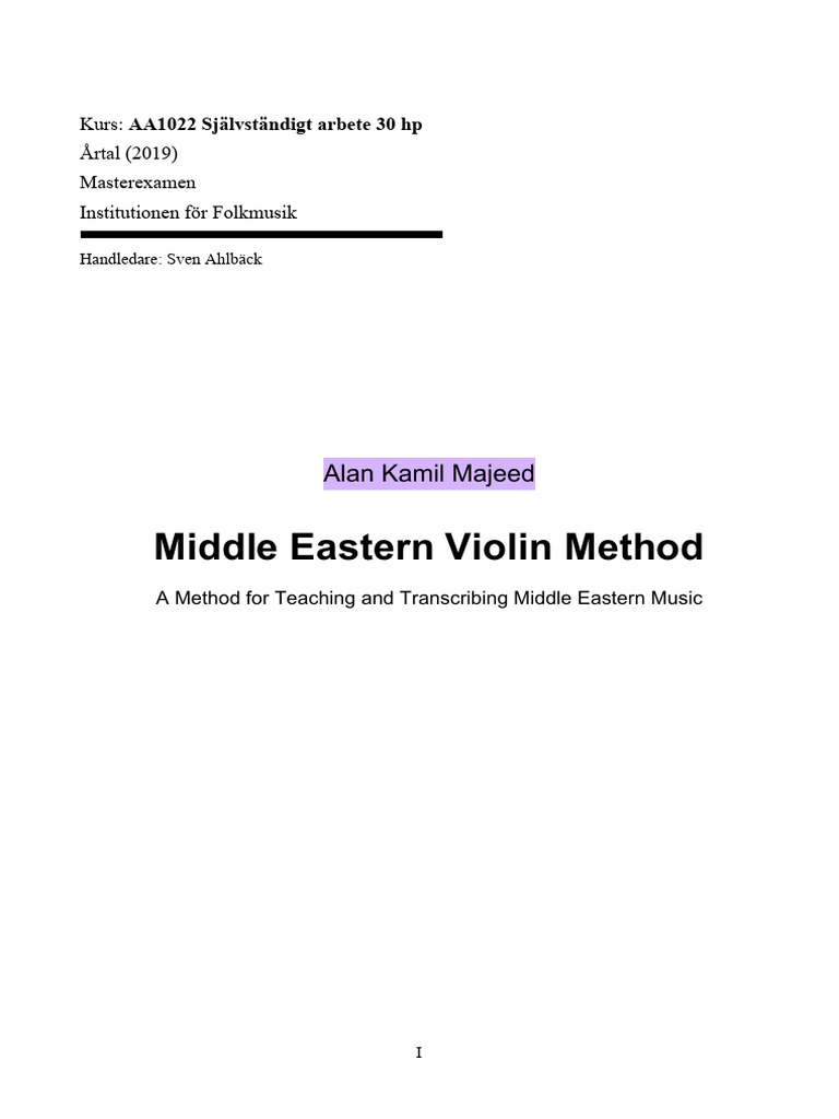 Middle Eastern Violin Teaching Method | PDF | Violin | Pitch (Music)