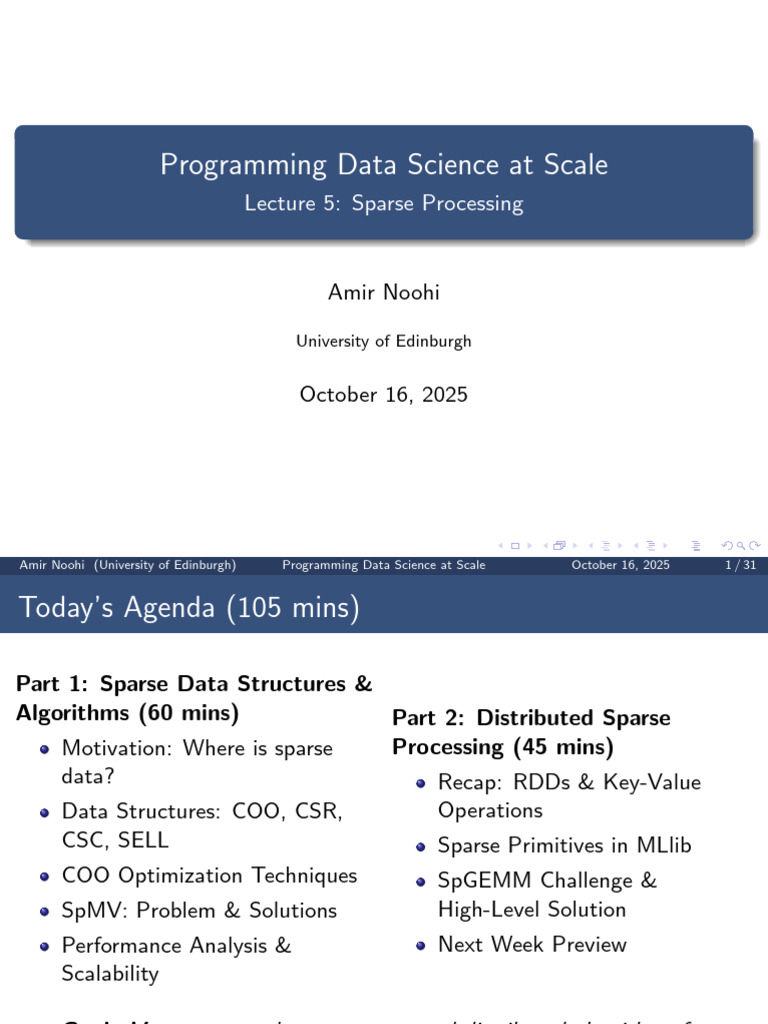 Lecture 5 Sparse Processing | PDF | Computer Science | Computer Data
