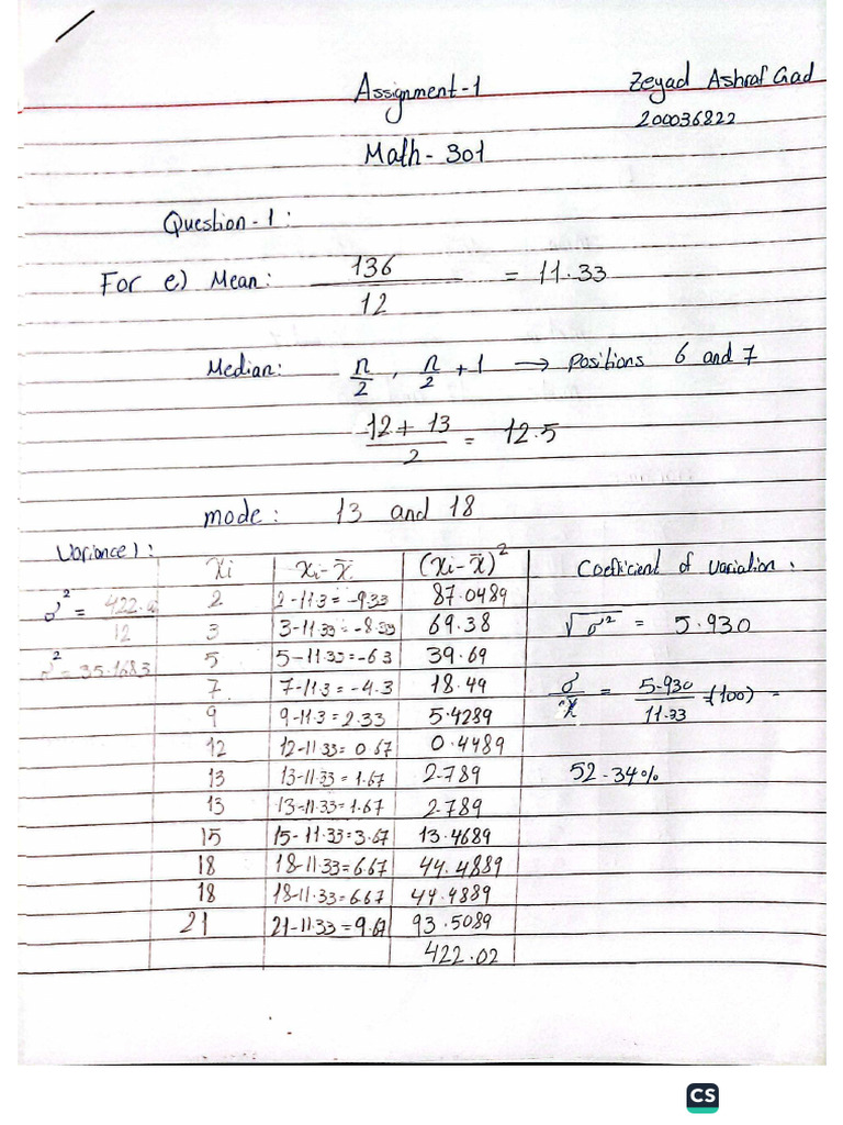 Assignment Math 301 | PDF