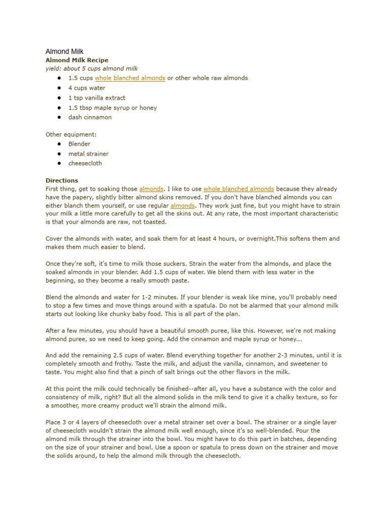 Almond Milk | PDF | Almond | Milk