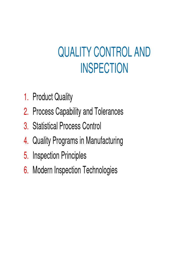 Lecture Notes 9 - Quality Control - Inspection, Groover Chap 40 | PDF ...
