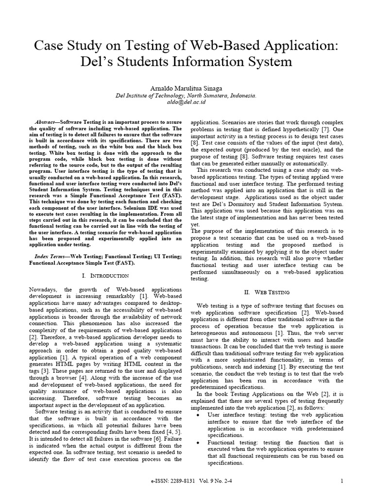 Web-Based Application Testing Case Study | PDF | Software Testing ...