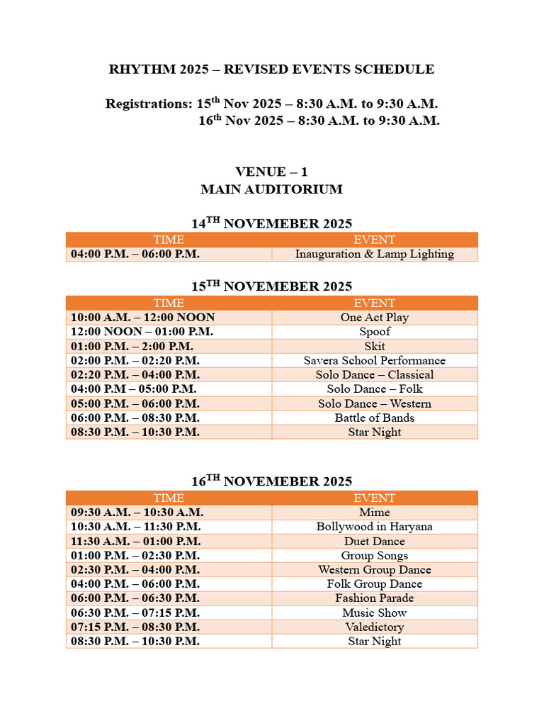 Rhythm 2025 Event Schedule Overview | PDF | Entertainment | Musicology
