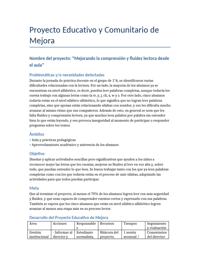 Mejora de la Comprensión Lectora en Aula | PDF | Salón de clases ...