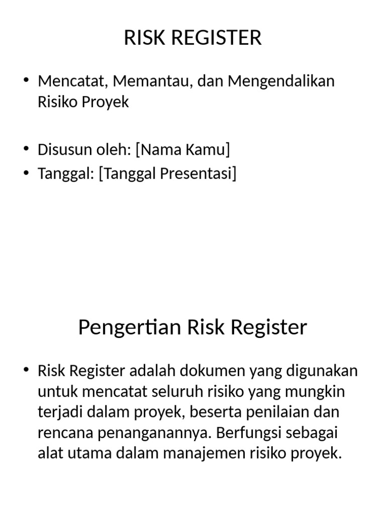 Panduan Lengkap Risk Register Proyek | PDF