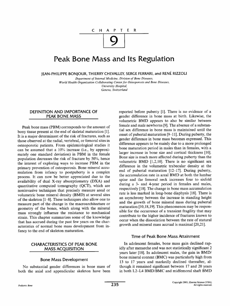 CHAPTER 9 - Peak Bone Mass and Its Regulation - 2003 - Pediatric Bone ...