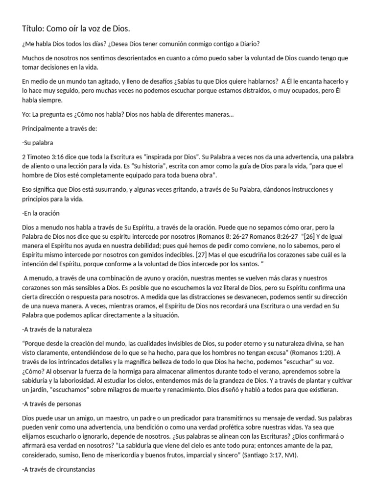 Cómo Escuchar la Voz de Dios Diariamente | PDF | Jonás | Dios