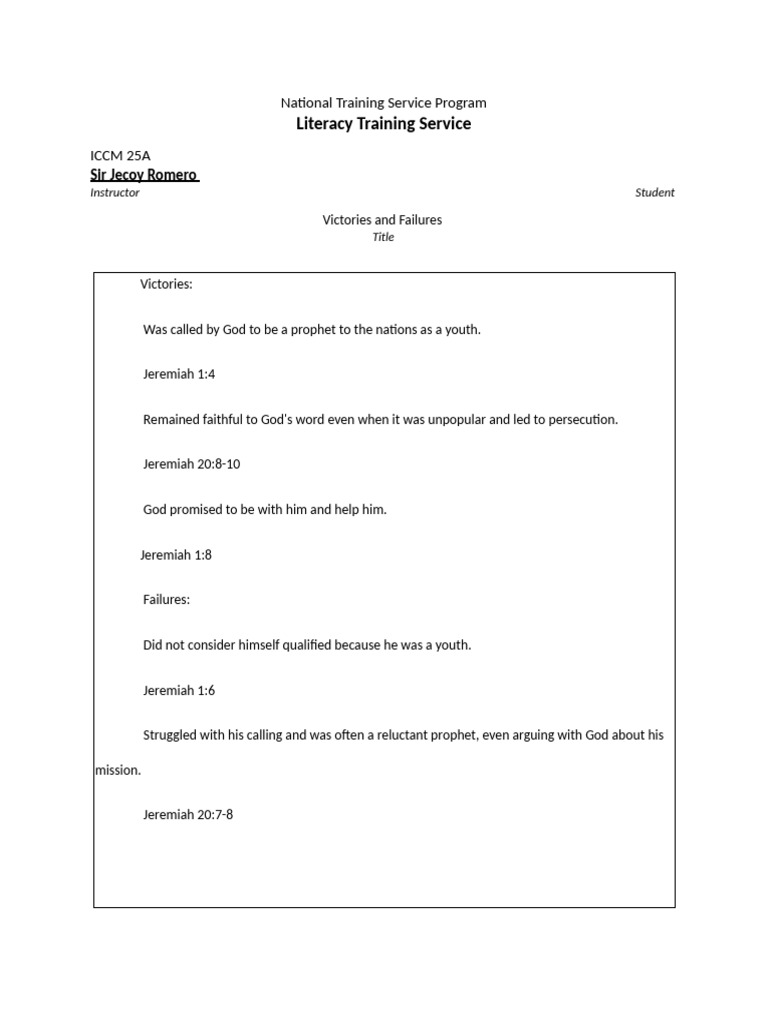 Assignment-Victories and Failures | PDF
