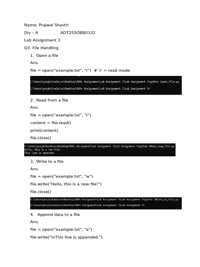 Lab Assignment 3 | PDF