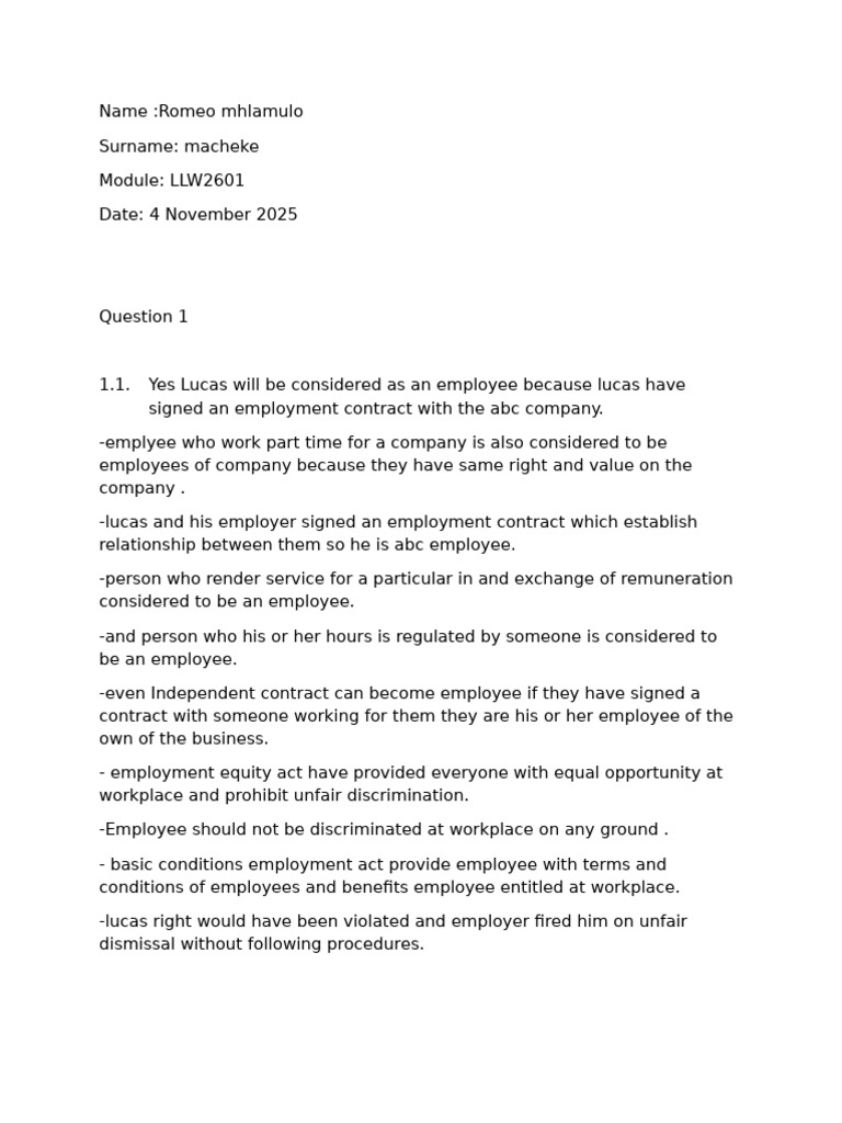 Employee Rights and Unfair Dismissal | PDF | Employment | Labour Law